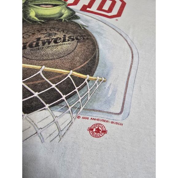 Vintage 90's Budweiser Beer Frogs Basketball Graphic T-Shirt Size XL Boxy - Picture 2 of 7